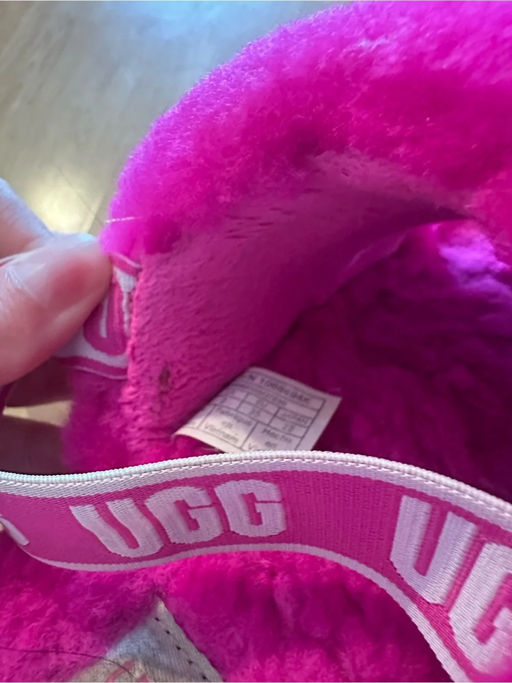 UGG Fluff Slide - Hot Pink Plush Slingback Slippers